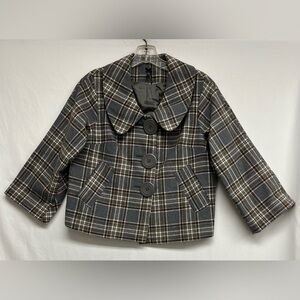 Y2K Anthropologie LAPIS Plaid Cropped Swing Jacket
Double Breasted - Vintage